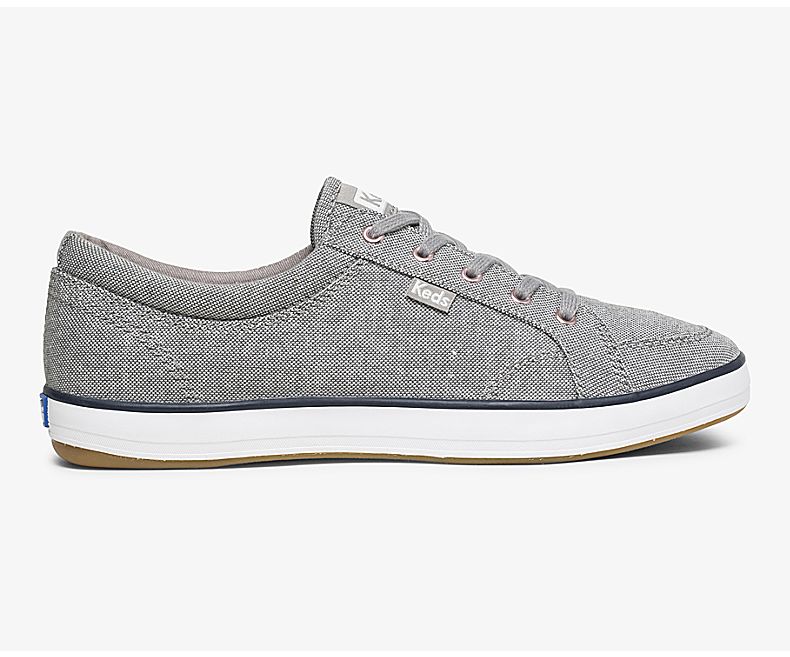 Keds Women's Center Speckled Knit Grey Lace Up Shoes - BA6708341